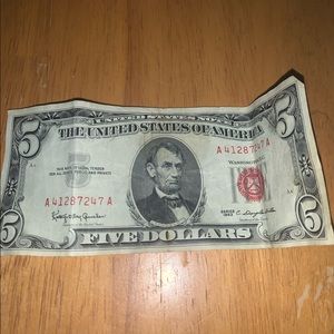 Vintage 5 dollar bill made in 1963